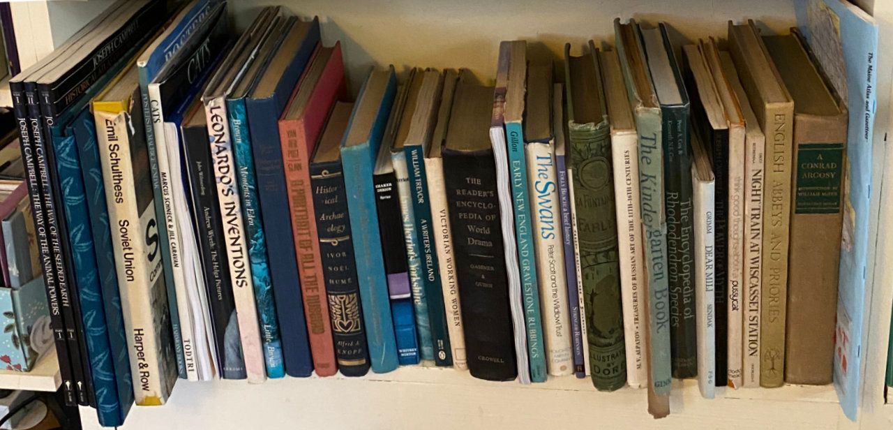 Photo of shelf E7 in the Middle bookcase at Garden (bottom shelf)